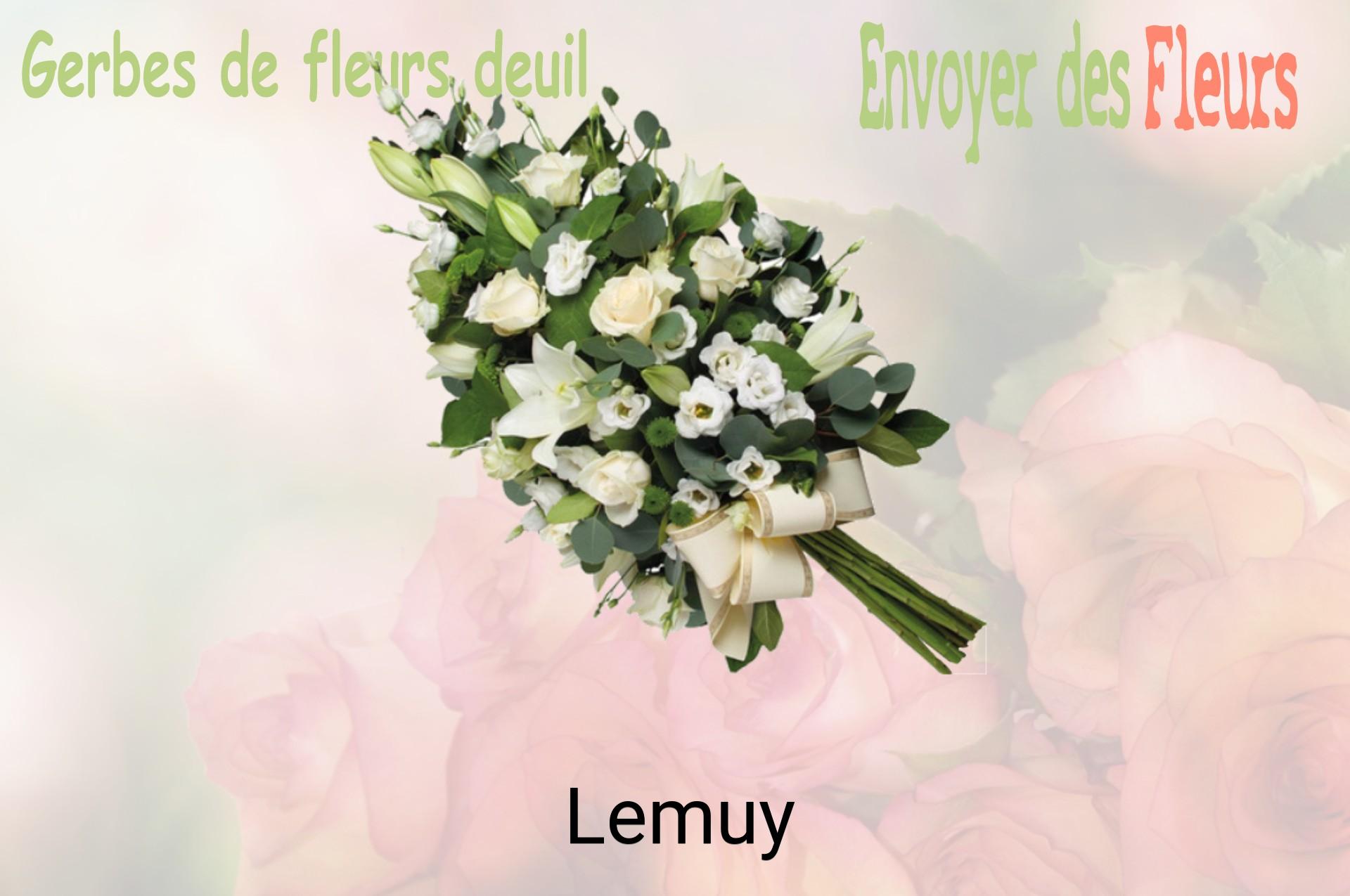 Gerbe de fleurs de deuil livrée à Lemuy